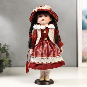 Кукла коллекционная керамика 'Иришка в красном платье в клетку' 40 см Ош