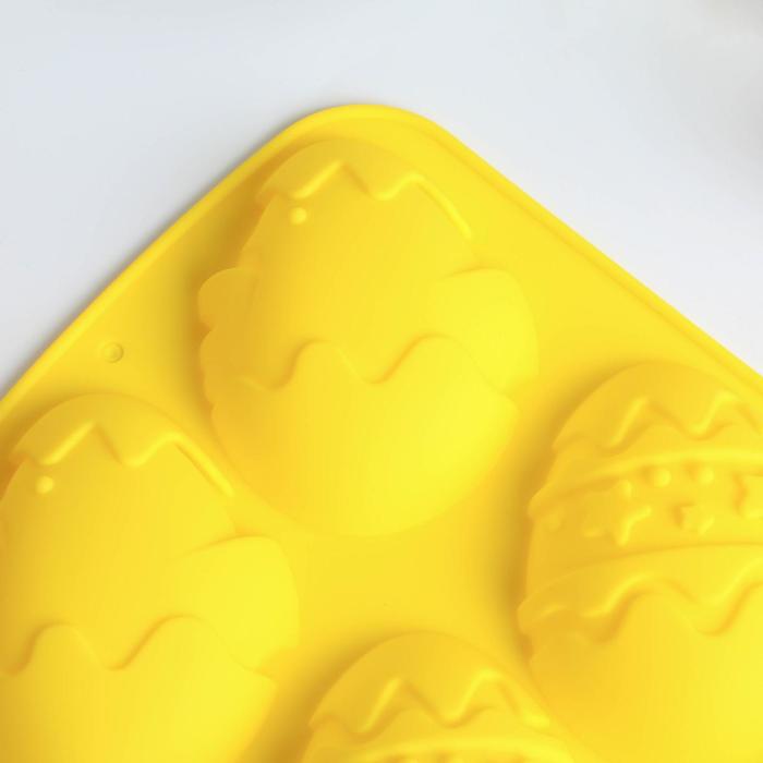 Силиконовая форма для выпечки «Зайцы и цыплята», жёлтая, 17.1 × 26 см