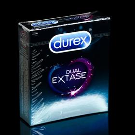 Презервативы №3 DUREX Dual Extase (рельефные с анестетиком)