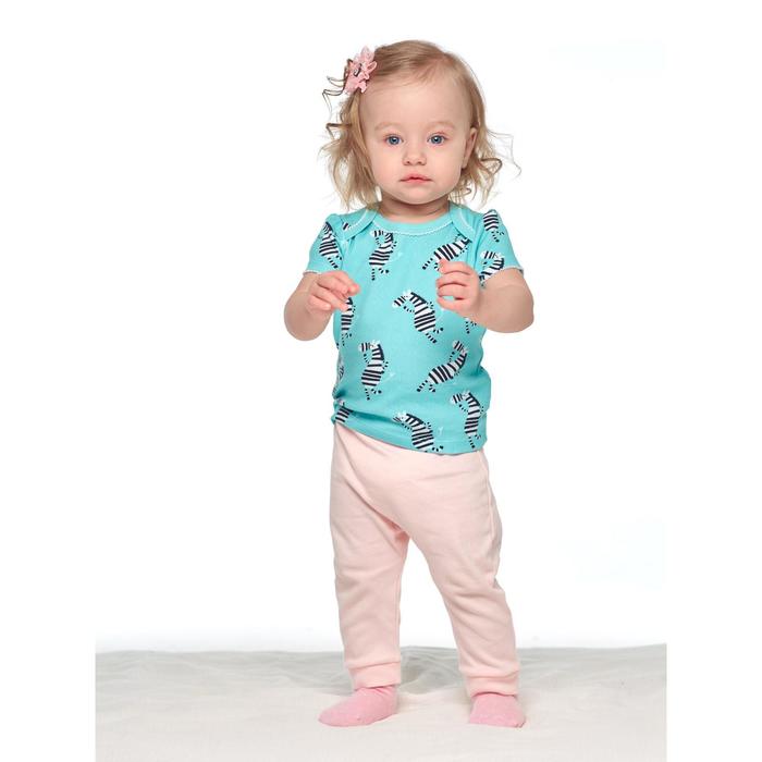 Комплект из футболки и брюк для девочки, рост 80 см, цвет голубой, розовый