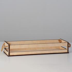 

Кашпо деревянное 34.5×12.5×6.5 см, реечное, ручка верёвка, натуральный
