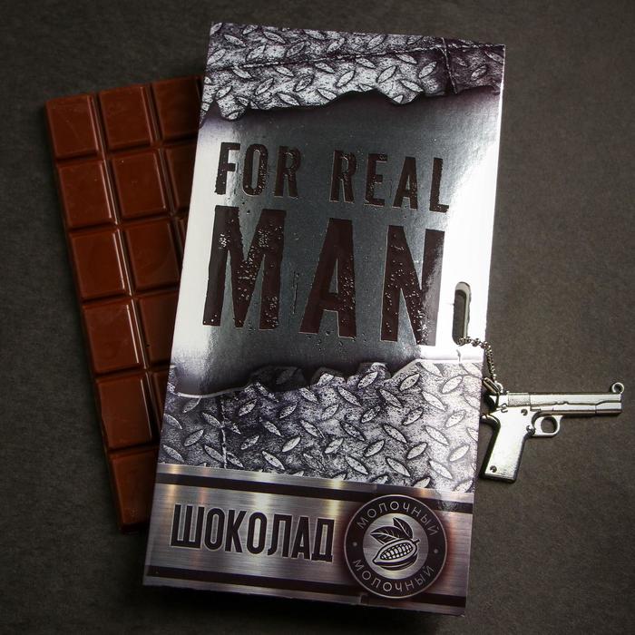 Шоколад в открытке с лентой For real man 92₽