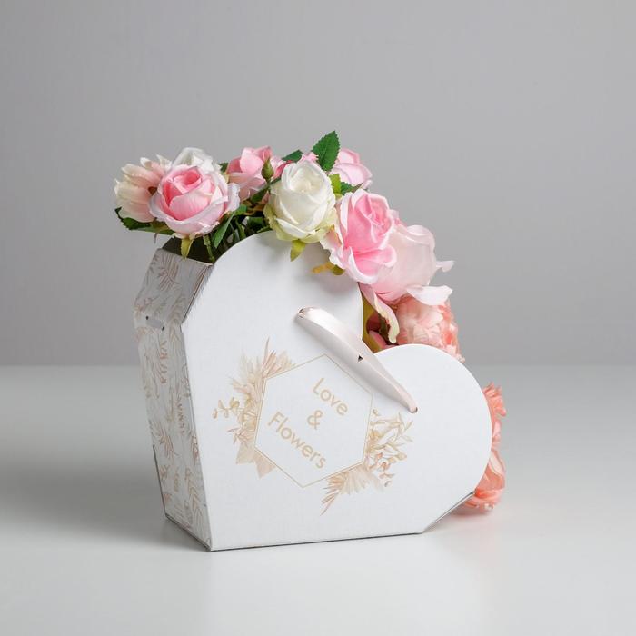 фото Переноска сердце складная с лентами love and flowers, 25 × 22 × 11 см дарите счастье
