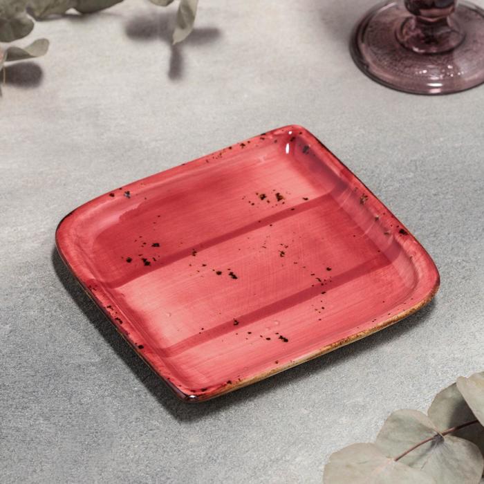 фото Блюдо квадратное «ардент», 14,5×14,5 см, цвет красный by bone