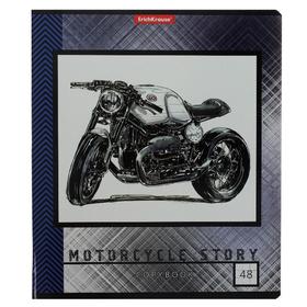 

Тетрадь 48 листов в клетку Motorcycle Story, обложка мелованный картон, голография, блок офсет, МИКС