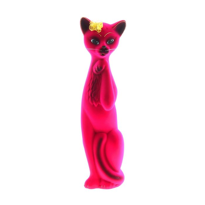 Копилка "Кошка Алиса" большая, флок, розовая