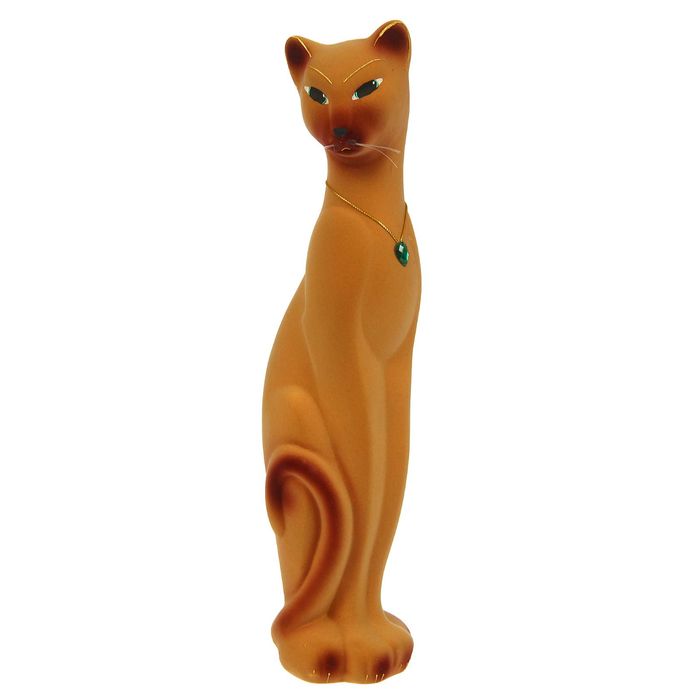 Копилка "Кошка Багира" малая, флок, бежевая