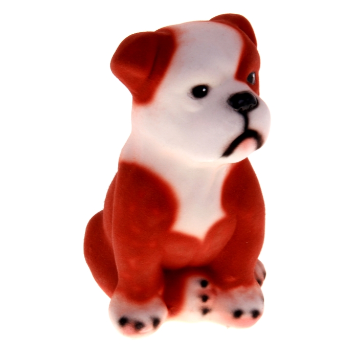 Копилка "Бульдог" малая, флок, рыжая