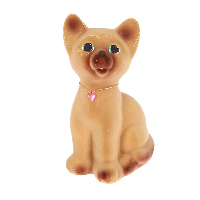 Копилка "Котёнок" флок, бежевая, микс