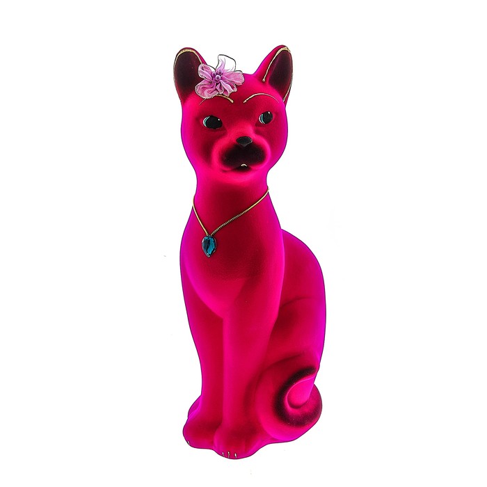 Копилка "Кот Кузя" большая, флок, розовая