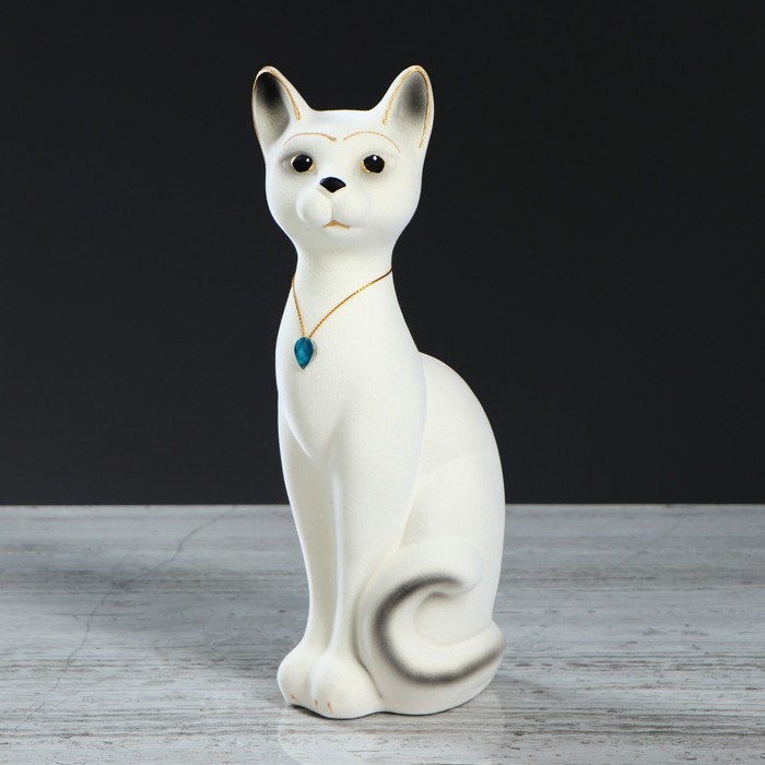 Копилка "Кот Кузя" малая, флок, белая