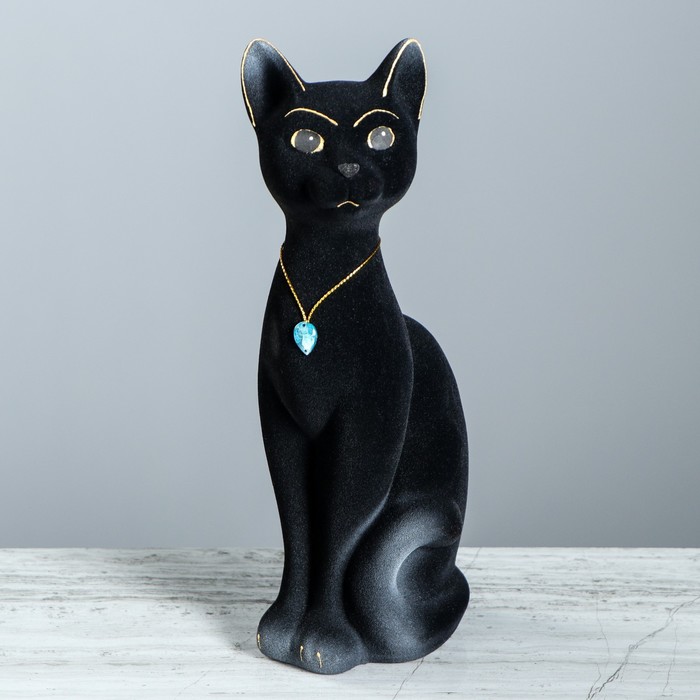 Копилка "Кот Кузя" малая, флок, чёрная