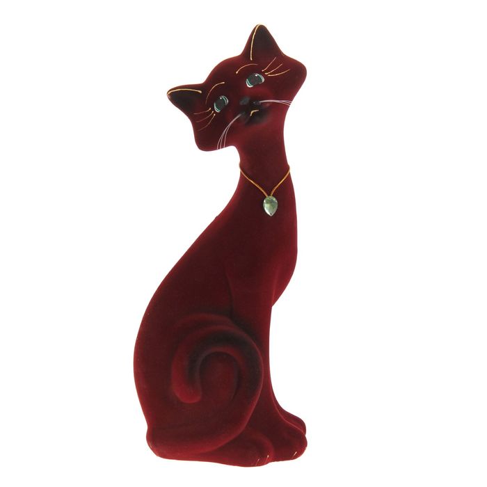 Копилка "Кот Маркиз" средняя, флок, бордовая