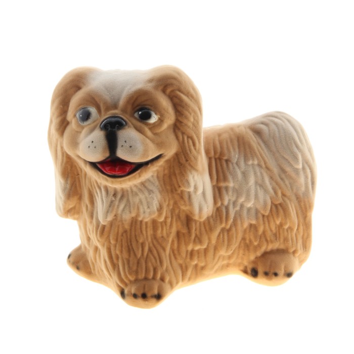 Копилка "Пекинес" флок, кофейная