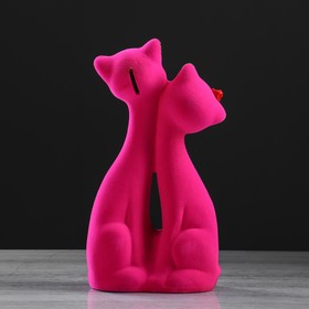 

Копилка "Кот Семья", покрытие флок, розовая, 27 см