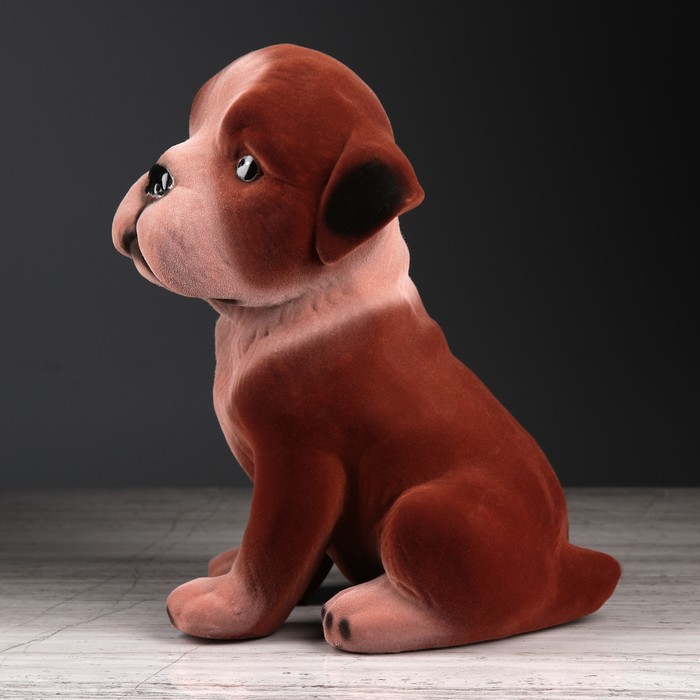 Копилка "Сенбернар" флок, бело-коричневая, микс