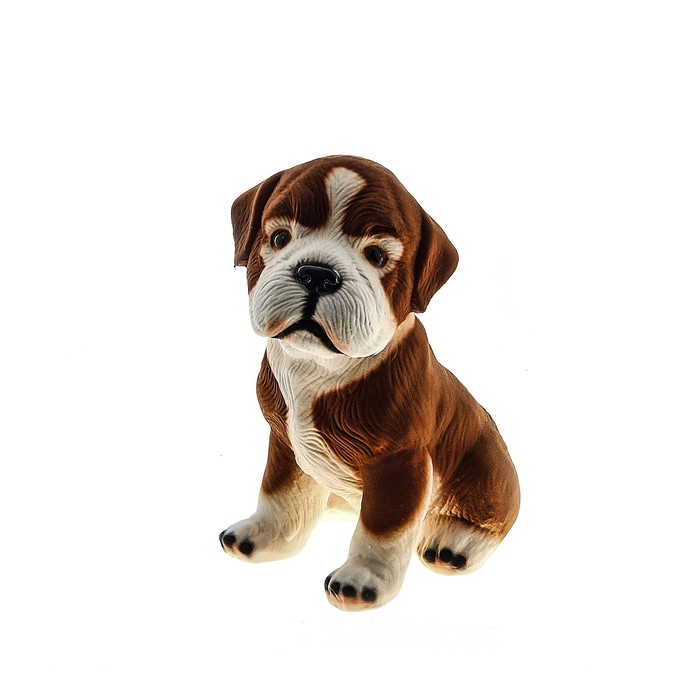 Копилка "Сенбернар" флок, бело-коричневая, микс