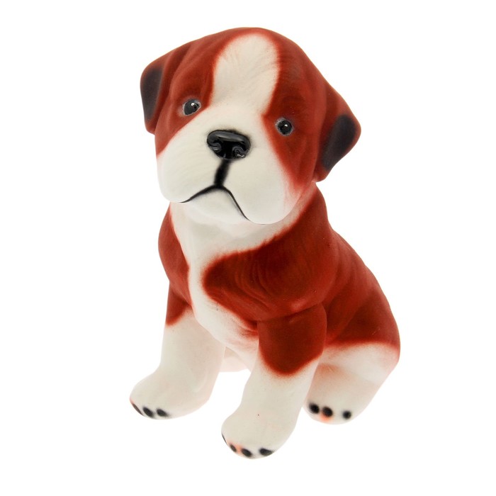 Копилка "Сенбернар" флок, бело-коричневая, микс