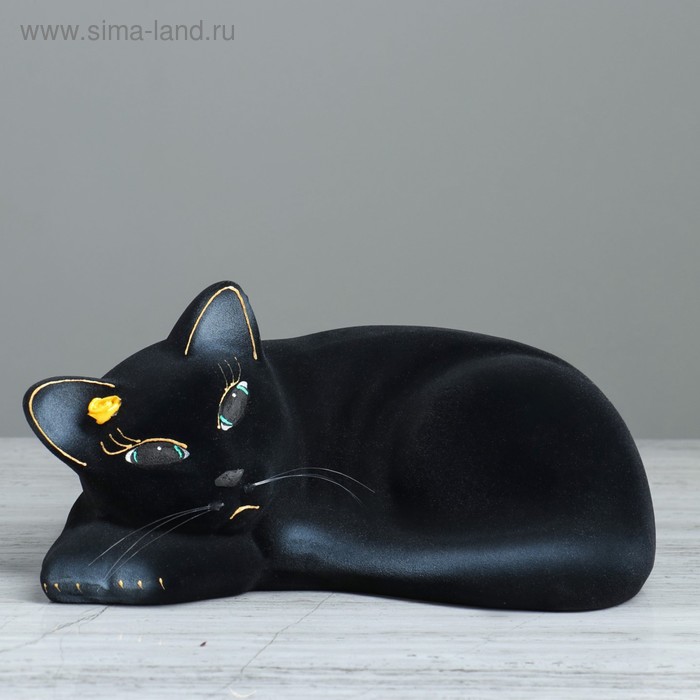 

Копилка "Кошка Соня", чёрная, покрытие флок, керамика, 13 см