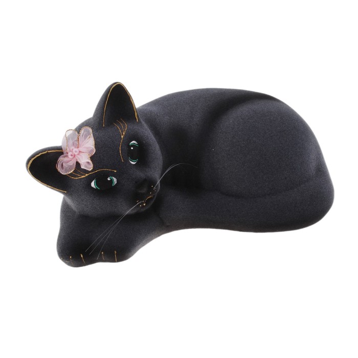 Копилка "Кошка Соня" флок, серая