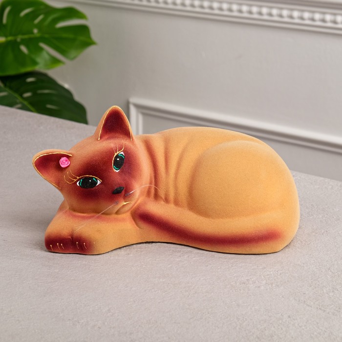 Копилка "Кошка Соня" флок, бежевая