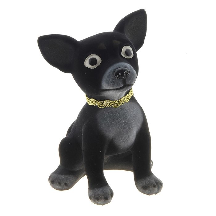 Копилка "Чихуахуа" большая, флок, чёрная, микс