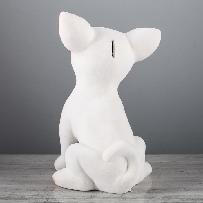 Копилка "Чихуахуа" большая, флок, белая