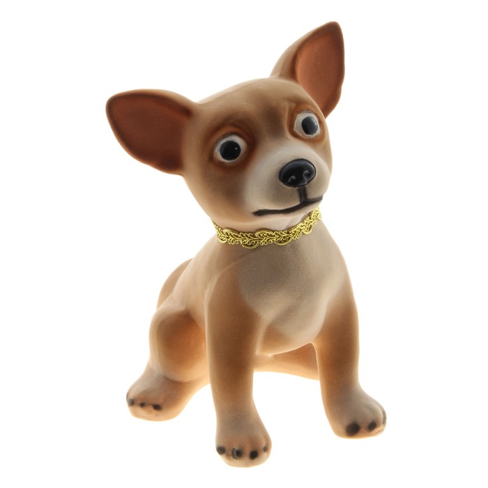 Копилка "Чихуахуа" большая, флок, бежевая