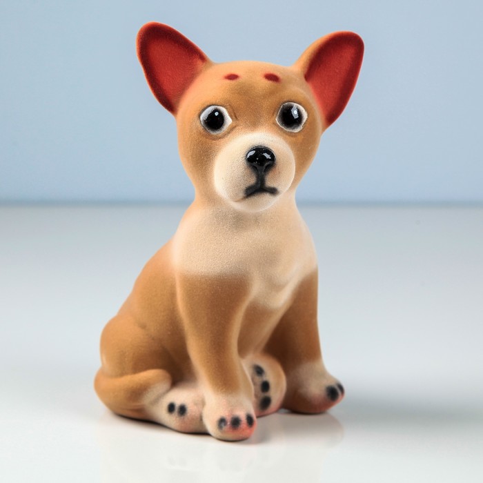 Копилка "Чихуахуа" малая, флок, бежевая