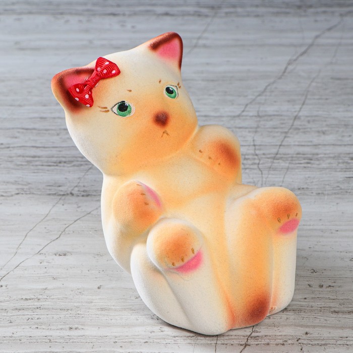 Копилка "Котик Карапуз" флок, серая