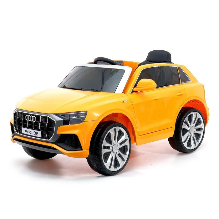 Электромобиль Audi Q8, EVA колеса, кожаное сидение, цвет оранжевый