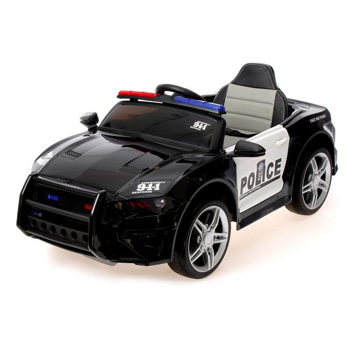 фото Электромобиль police, eva колеса, кожаное сидение, цвет чёрный глянец