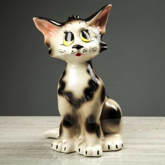 Копилка "Кошка Лизка" серая, глянец, микс