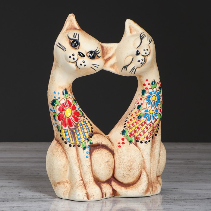 Сувенир "Коты" сердце, шамот