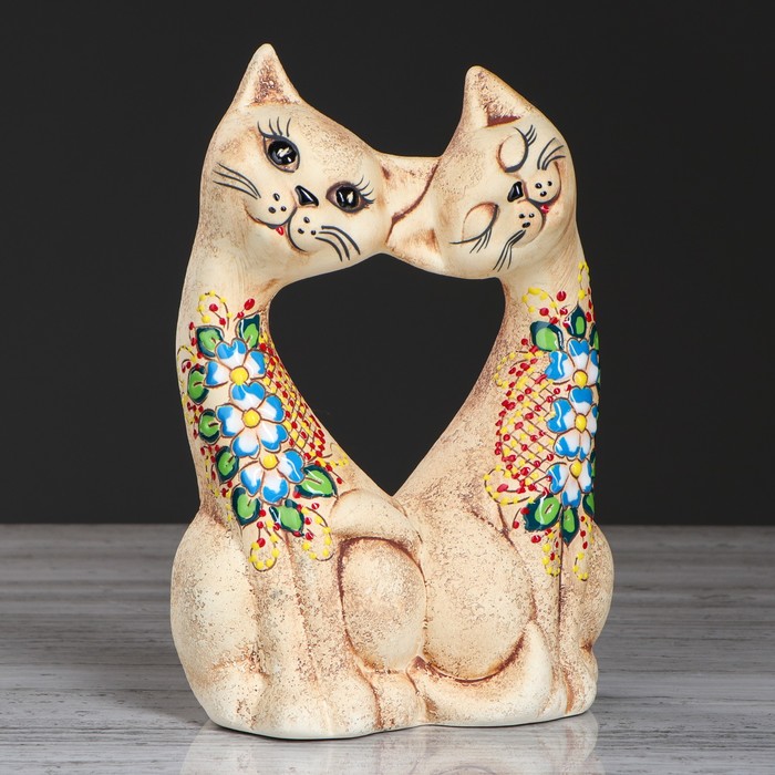Сувенир "Коты" сердце, шамот