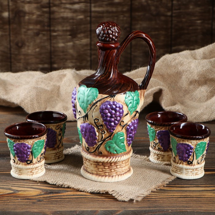 Штоф с рюмками "Арарат" цветной, 5 предметов, 0,9 л