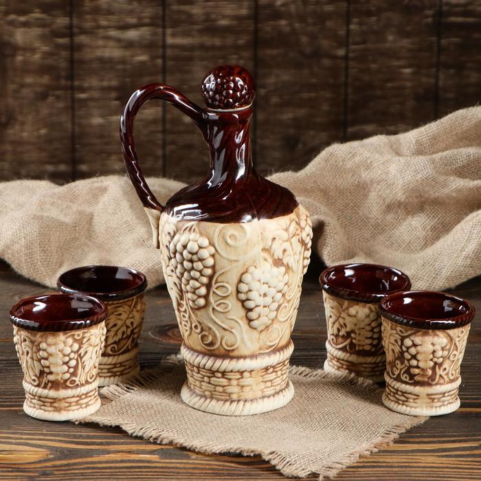 Штоф с рюмками "Арарат" шамот, 5 предметов, 0,9 л