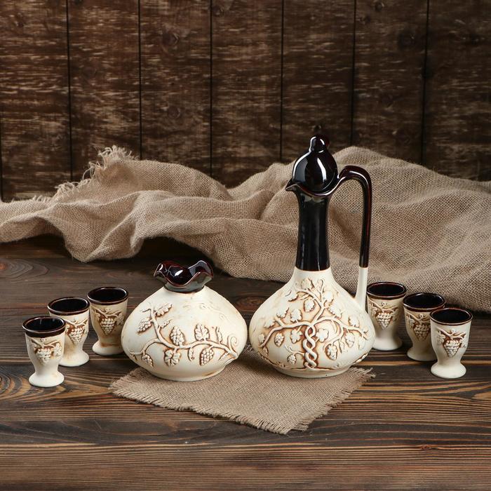 Штоф с рюмками "Восточный" шамот, 8 предметов, 0,7 л