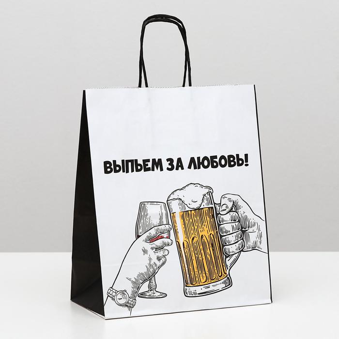 

Пакет крафт с приколами "Выпьем за любовь", 22 х 12 х 27 см