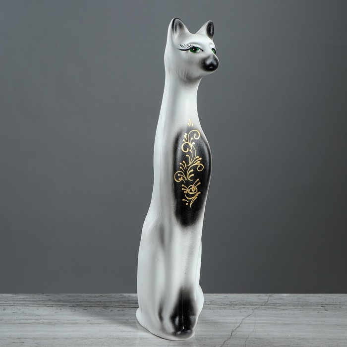 Копилка "Кот Ральф" малая, акрил, бело-чёрная, золотая узор, микс