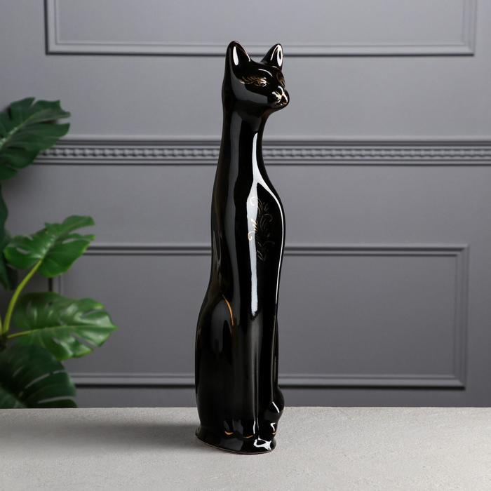 

Копилка "Кот", глазурь, чёрная, золото, 48 см