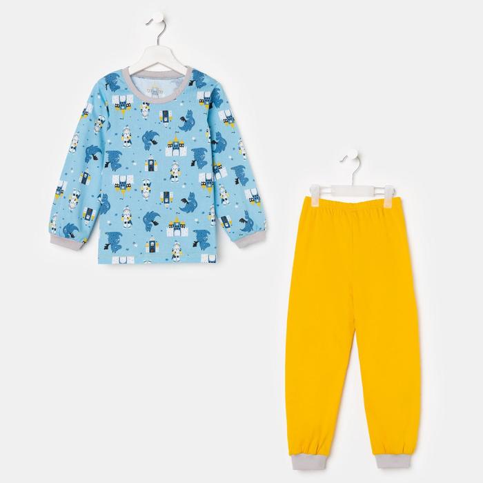 Пижама для мальчика, цвет голубой, рост 104