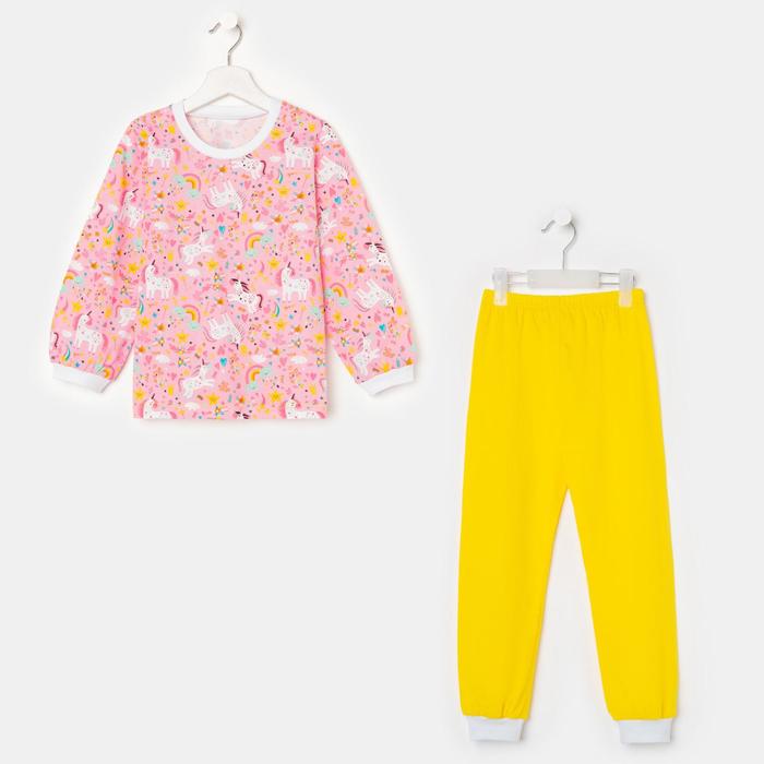 Пижама для девочки, цвет розовый/единороги, рост 104
