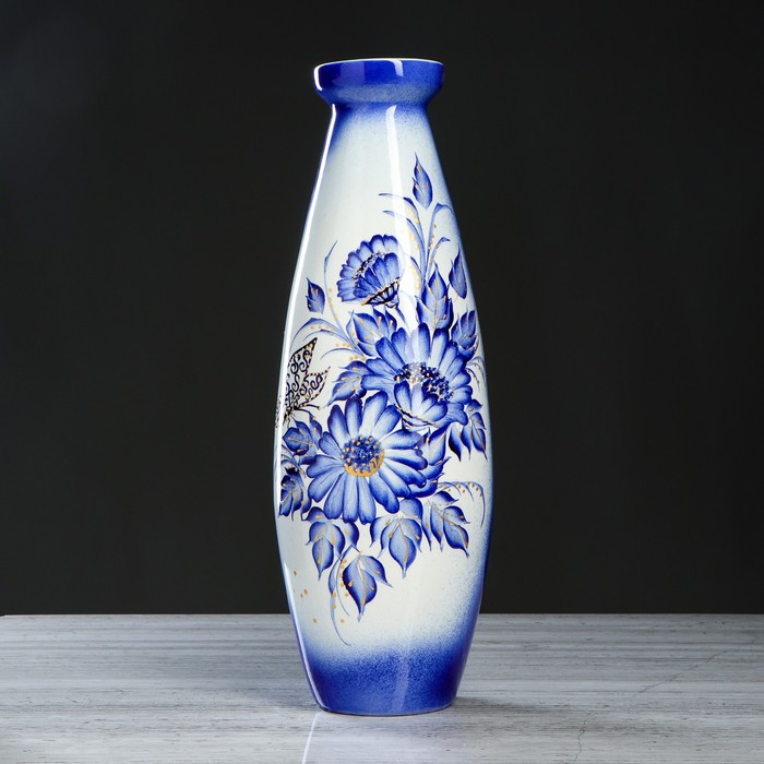 Ваза напольная "Юность", гжель, микс