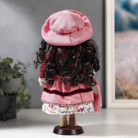 Кукла коллекционная керамика "Даша в коралловом платье и бордовом джемпере" 30 см от Сима-ленд