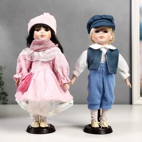 Кукла коллекционная парочка набор 2 шт 'Полина и Кирилл в розовых нарядах' 30 см Ош