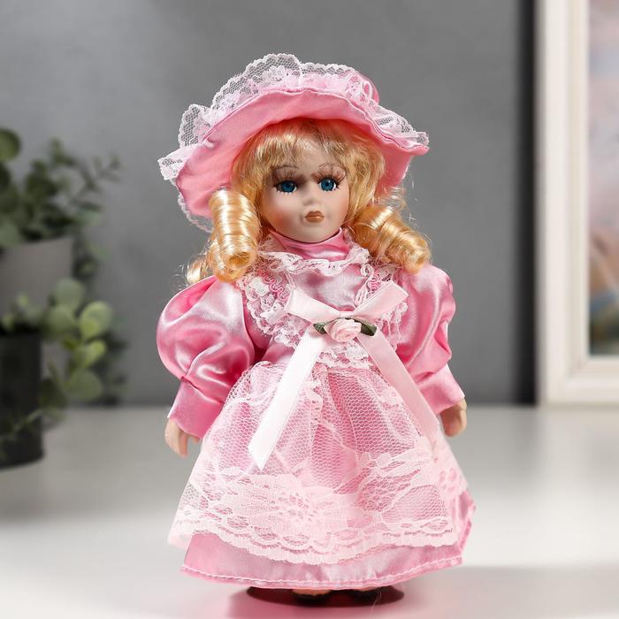 Кукла коллекционная керамика "Малышка Майя в розовом платье" 20 см