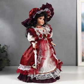 Кукла коллекционная керамика "Клара в вишневом платье" 40 см от Сима-ленд