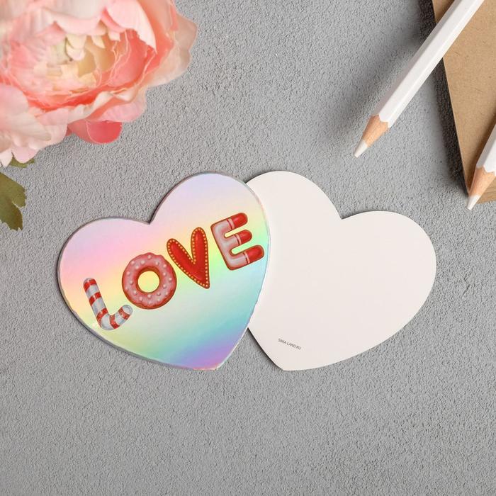 

Открытка-мини с голографией Love, 7 х 6 см