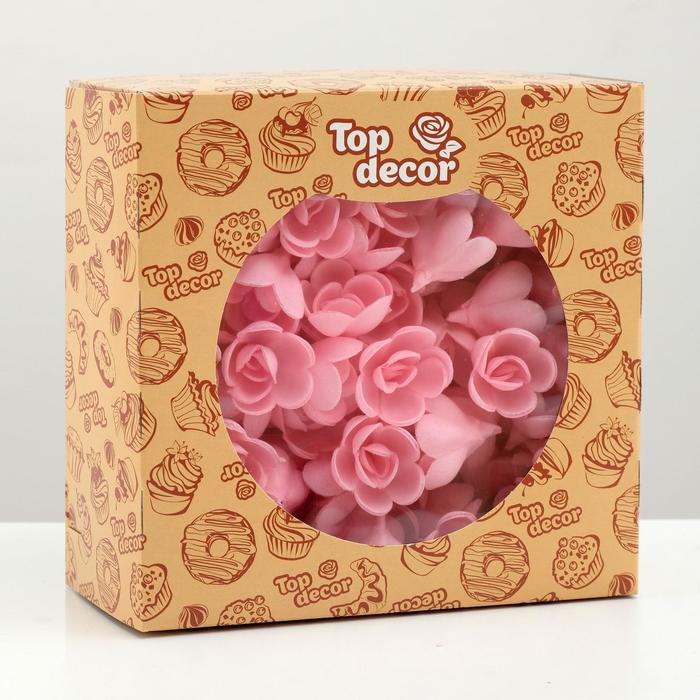 фото Вафельные розы малые 160шт, розовые топ декор